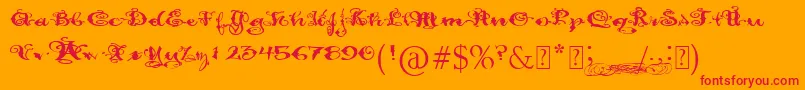 PaulsFancyScript-Schriftart – Rote Schriften auf orangefarbenem Hintergrund