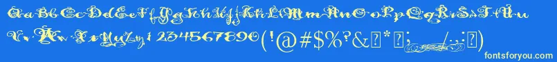 Fonte PaulsFancyScript – fontes amarelas em um fundo azul