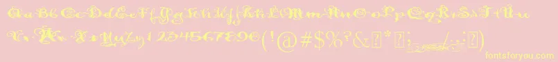 PaulsFancyScript Font – Yellow Fonts on Pink Background