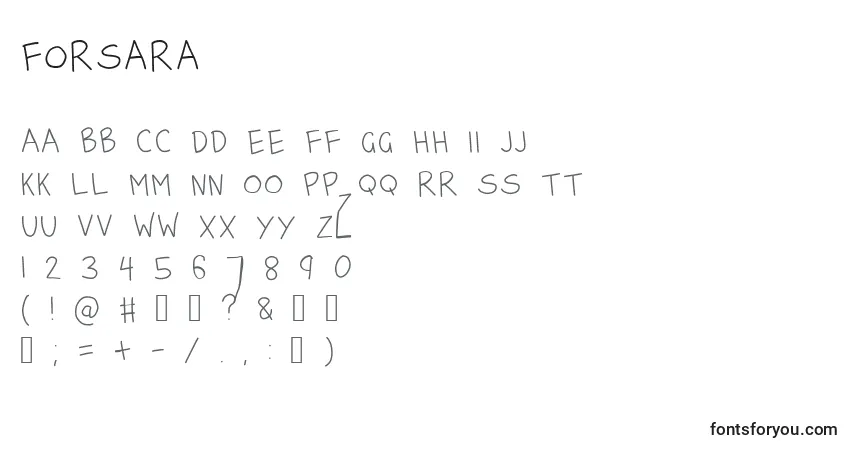 Schriftart ForSara – Alphabet, Zahlen, spezielle Symbole