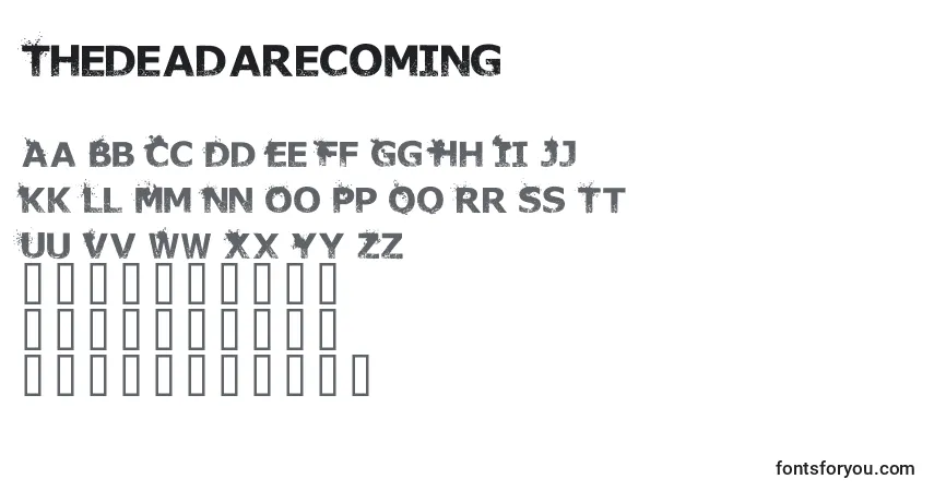 Czcionka Thedeadarecoming (84626) – alfabet, cyfry, specjalne znaki