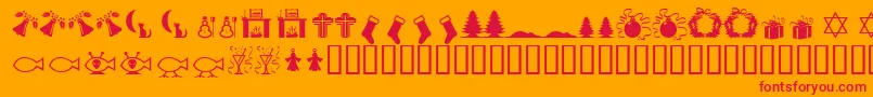 Xmas97-Schriftart – Rote Schriften auf orangefarbenem Hintergrund