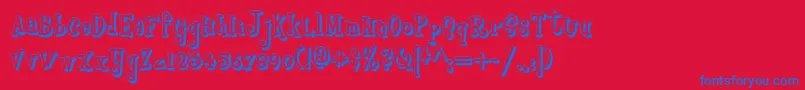 Boyzrgrossshadownf-Schriftart – Blaue Schriften auf rotem Hintergrund