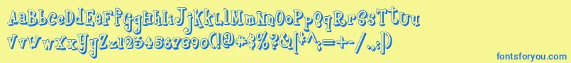 Boyzrgrossshadownf Font – Blue Fonts on Yellow Background