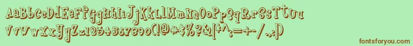 Boyzrgrossshadownf-fontti – ruskeat fontit vihreällä taustalla