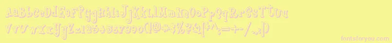 Boyzrgrossshadownf-Schriftart – Rosa Schriften auf gelbem Hintergrund