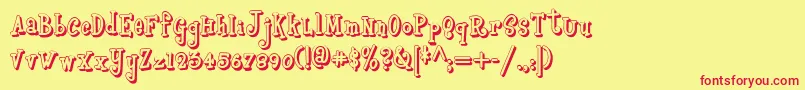 フォントBoyzrgrossshadownf – 赤い文字の黄色い背景