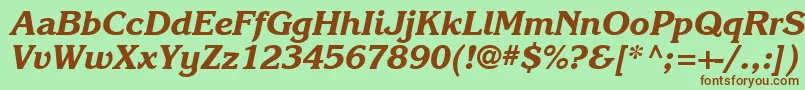 Шрифт Karlajohnson7Extraboldcursivesh – коричневые шрифты на зелёном фоне
