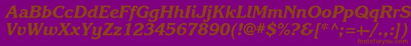 Karlajohnson7Extraboldcursivesh-Schriftart – Braune Schriften auf violettem Hintergrund