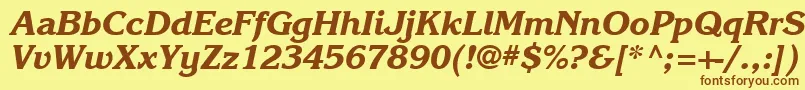 Karlajohnson7Extraboldcursivesh Font – Brown Fonts on Yellow Background