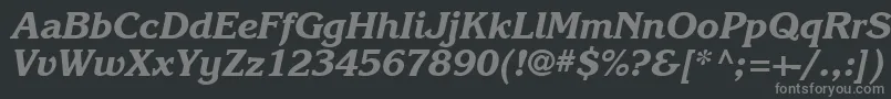 フォントKarlajohnson7Extraboldcursivesh – 黒い背景に灰色の文字