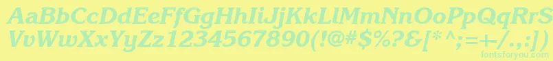 Karlajohnson7Extraboldcursivesh Font – Green Fonts on Yellow Background