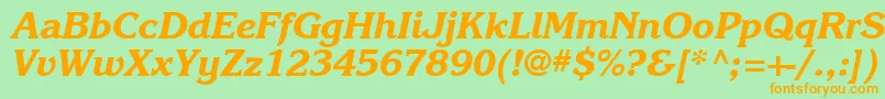 Karlajohnson7Extraboldcursivesh Font – Orange Fonts on Green Background