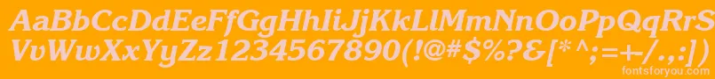 フォントKarlajohnson7Extraboldcursivesh – オレンジの背景にピンクのフォント