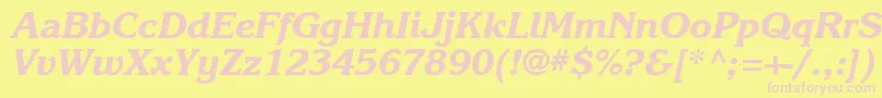 フォントKarlajohnson7Extraboldcursivesh – ピンクのフォント、黄色の背景