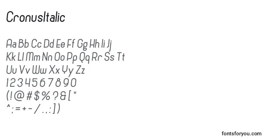 Fuente CronusItalic - alfabeto, números, caracteres especiales