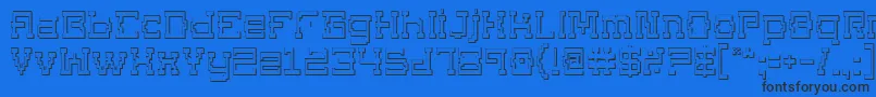 Superago3D-Schriftart – Schwarze Schriften auf blauem Hintergrund