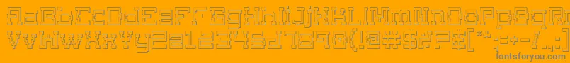 Superago3D-Schriftart – Graue Schriften auf orangefarbenem Hintergrund