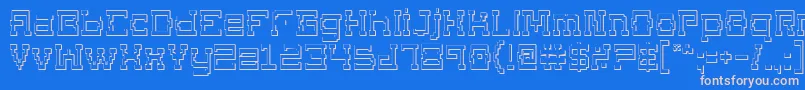 Superago3D-Schriftart – Rosa Schriften auf blauem Hintergrund