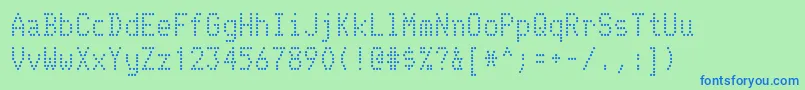 Telidon-fontti – siniset fontit vihreällä taustalla