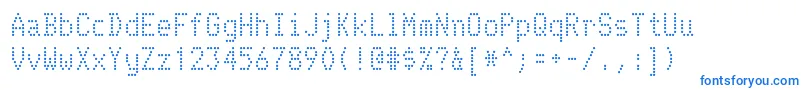 Telidon-fontti – siniset fontit valkoisella taustalla