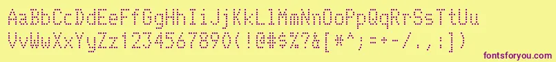 Telidon-fontti – violetit fontit keltaisella taustalla