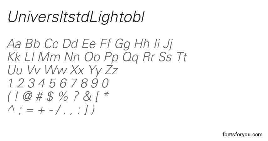 UniversltstdLightobl Font – alphabet, numbers, special characters