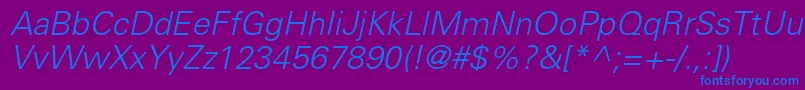 UniversltstdLightobl Font – Blue Fonts on Purple Background