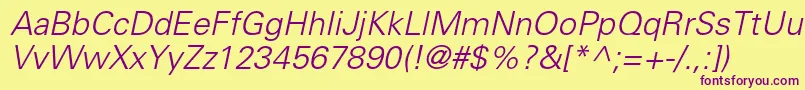 UniversltstdLightobl Font – Purple Fonts on Yellow Background