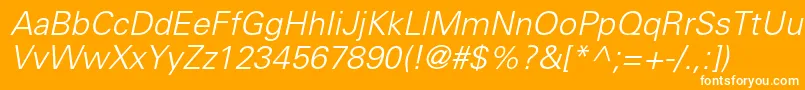 UniversltstdLightobl Font – White Fonts on Orange Background