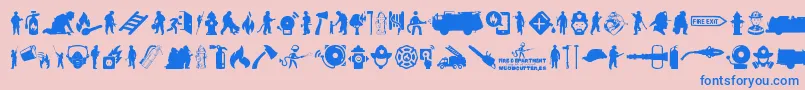 Fonte FireDepartment – fontes azuis em um fundo rosa