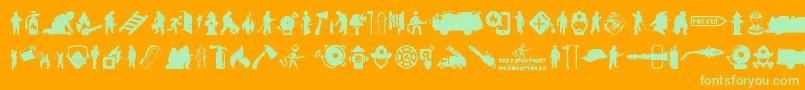FireDepartment Font – Green Fonts on Orange Background