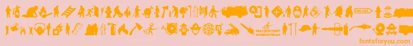 Weitere Informationen zur FireDepartment-Schriftart FireDepartment-Schriftart – Orangefarbene Schriften auf rosa Hintergrund