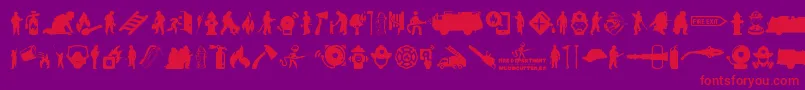 フォントFireDepartment – 紫の背景に赤い文字