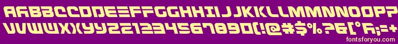 Defconzeroleft-Schriftart – Gelbe Schriften auf violettem Hintergrund