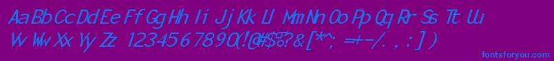 EnolaItalic Font – Blue Fonts on Purple Background