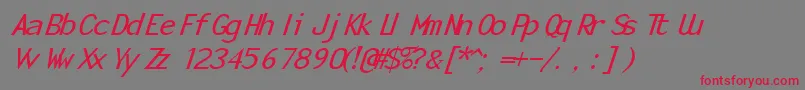 フォントEnolaItalic – 赤い文字の灰色の背景