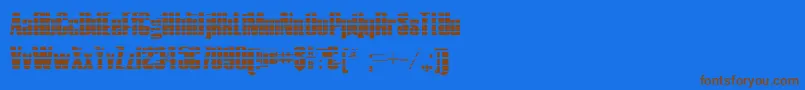 フォントHostilGradient – 茶色の文字が青い背景にあります。