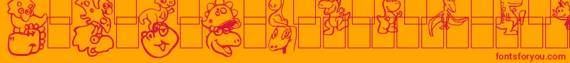 Dinoz-fontti – punaiset fontit oranssilla taustalla