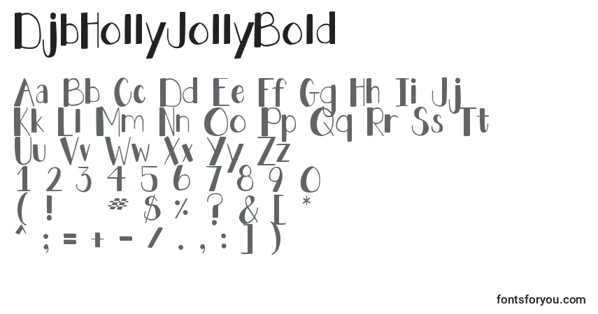 Czcionka DjbHollyJollyBold – alfabet, cyfry, specjalne znaki