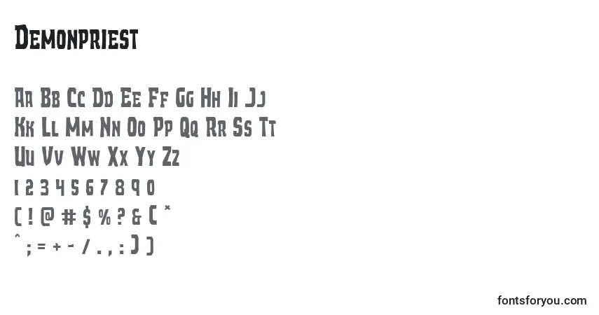 Czcionka Demonpriest – alfabet, cyfry, specjalne znaki