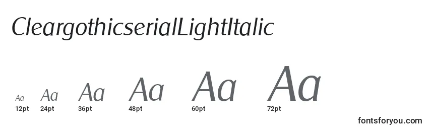 Размеры шрифта CleargothicserialLightItalic
