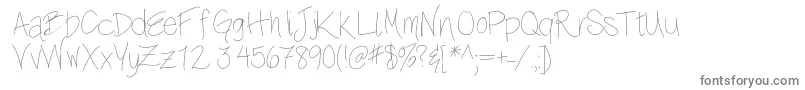 Lullabelle-fontti – harmaat kirjasimet valkoisella taustalla