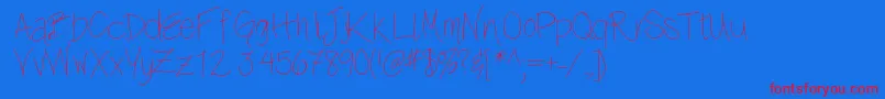 Lullabelle-Schriftart – Rote Schriften auf blauem Hintergrund