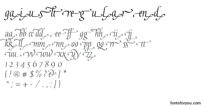 A fonte GaiusLtRegularEnd – alfabeto, números, caracteres especiais