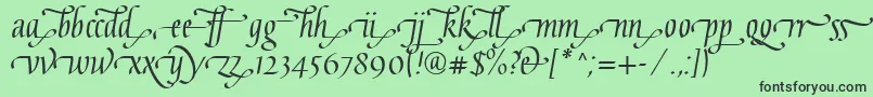 GaiusLtRegularEnd-fontti – mustat fontit vihreällä taustalla