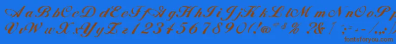 フォントAlisonRegular – 茶色の文字が青い背景にあります。