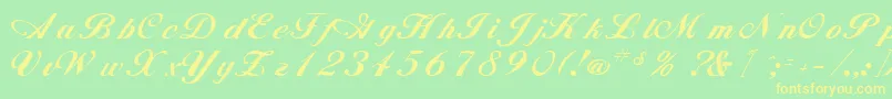 AlisonRegular-fontti – keltaiset fontit vihreällä taustalla