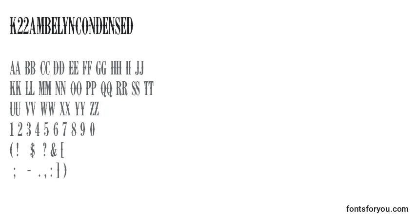K22AmbelynCondensed (84654)-fontti – aakkoset, numerot, erikoismerkit