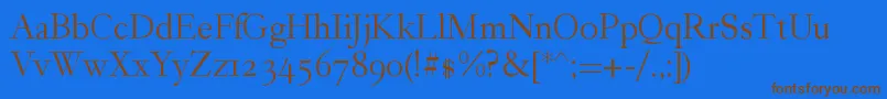 GarogierRegular-Schriftart – Braune Schriften auf blauem Hintergrund